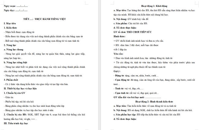 Giáo án Văn 6 Bài 3: Thực hành tiếng Việt (trang 74)