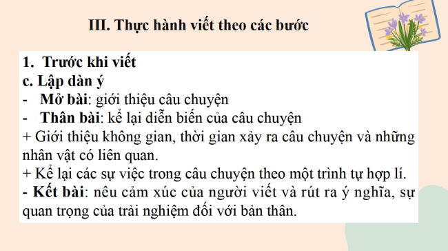 PowerPoint Ngữ văn 6 Bài 3: Viết bài văn kể lại một trải nghiệm của em