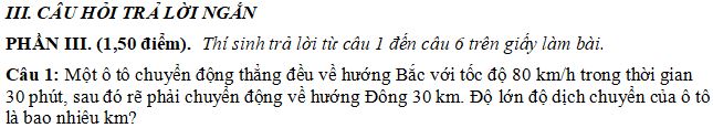 Đề thi Giữa học kì 1 môn Vật lý lớp 10
