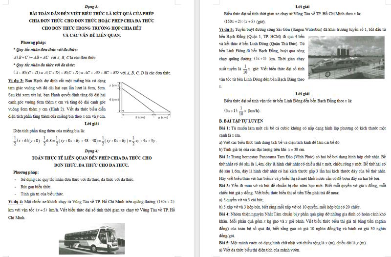 Các dạng bài tập toán thực tế môn Toán 8