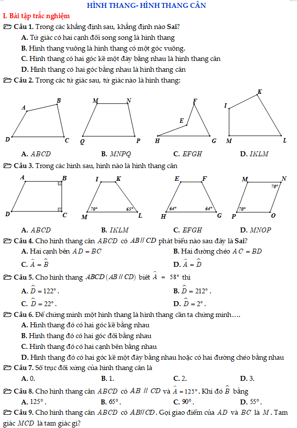 Hình thang – hình thang cân