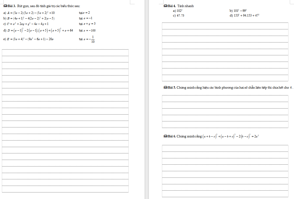 Hằng đẳng thức đáng nhớ (số 1 – 2 – 3)