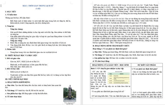 Giáo án Lịch sử 6 Bài 2: Thời gian trong lịch sử