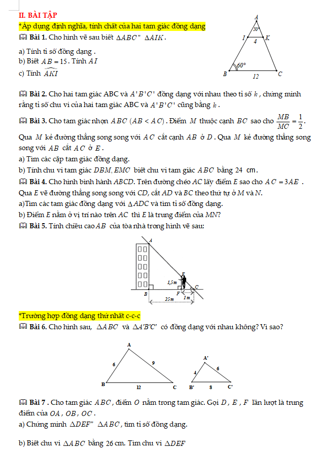 Tam giác đồng dạng. Trường hợp đồng dạng thứ nhất của tam giác c – c – c