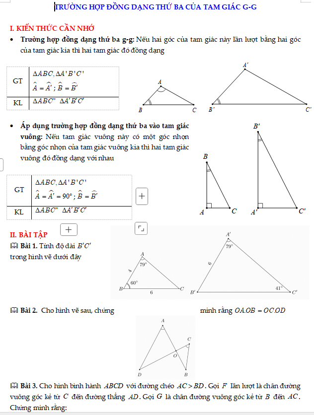 Trường hợp đồng dạng thứ ba của tam giác g – g