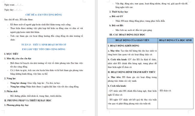 Giáo án Hoạt động trải nghiệm 2 Tuần 13