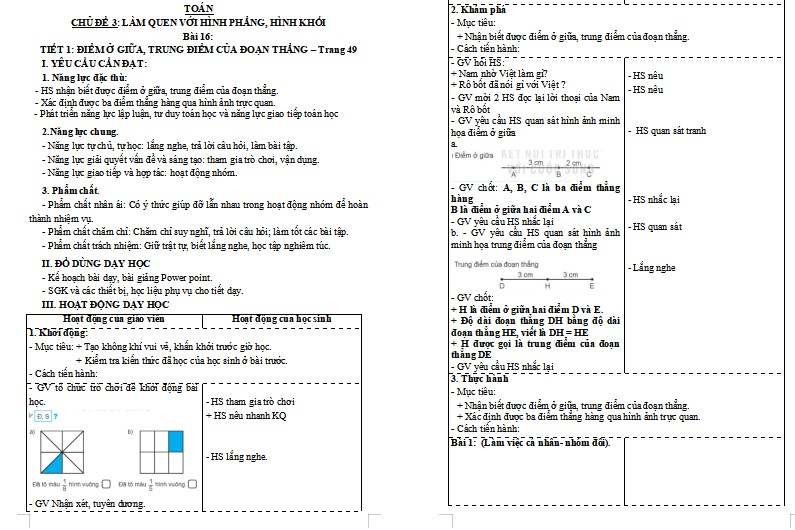 Bài 16: Điểm ở giữa, trung điểm của đoạn thẳng