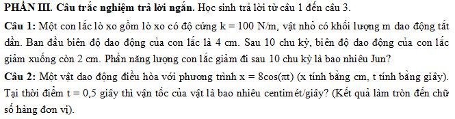 Đề thi Giữa học kì 1 môn Vật lý lớp 11