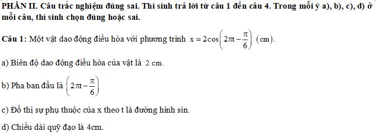 Đề thi Giữa học kì 1 môn Vật lý lớp 11