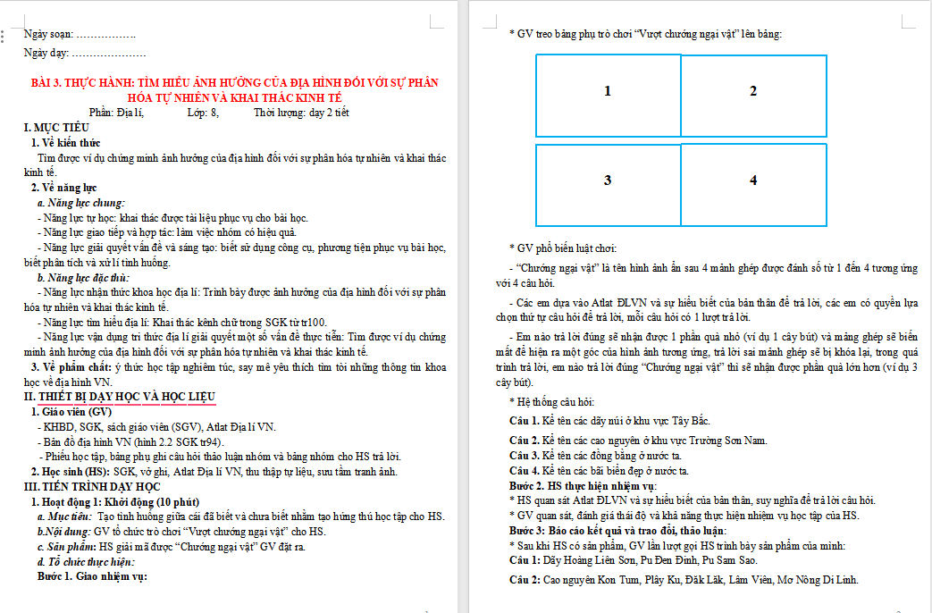 Giáo án PowerPoint Địa lí 8 Bài 3