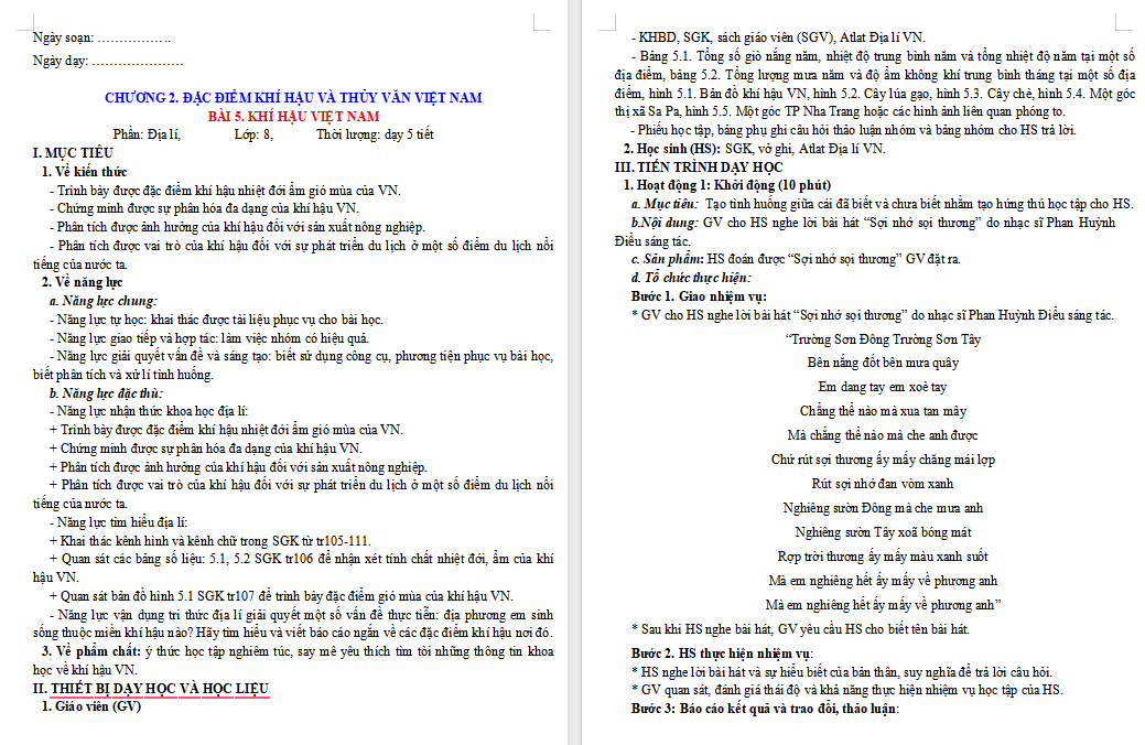 Giáo án PowerPoint Địa lí 8 Bài 5