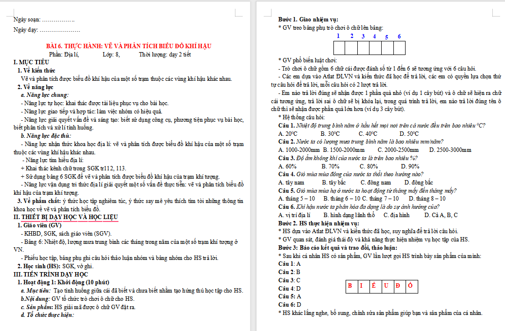 Giáo án PowerPoint Địa lí 8 Bài 6