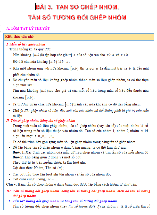 Tần số ghép nhóm, tần số tương đối ghép nhóm