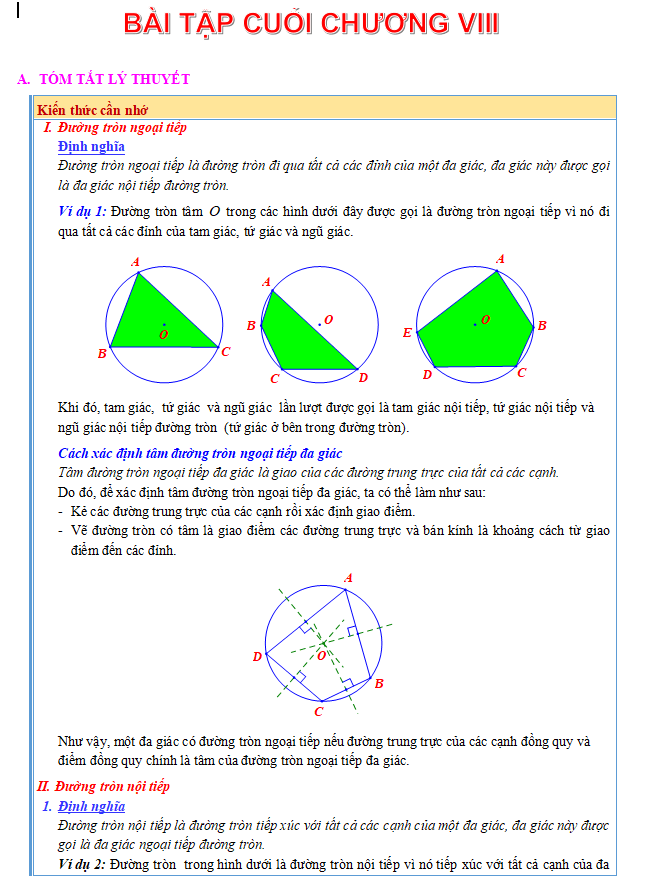 Phiếu bài tập Toán 9: Bài tập cuối chương 8