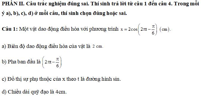 Đề thi Giữa học kì 1 môn Vật lý lớp 11