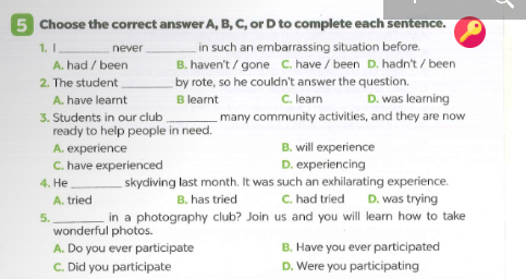 SBT Tiếng Anh 9 Global Success Unit 5 Vocabulary & Grammar minh họa 5