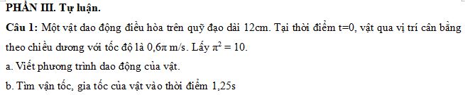 Đề thi Giữa học kì 1 môn Vật lý lớp 11