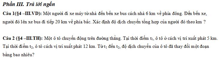 Đề thi Giữa học kì 1 môn Vật lý lớp 10