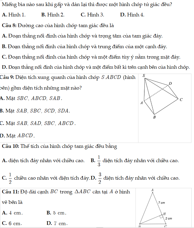 Đề thi giữa học kì I Toán 8 CTST đề 3 cấu trúc mới năm 2025-2026