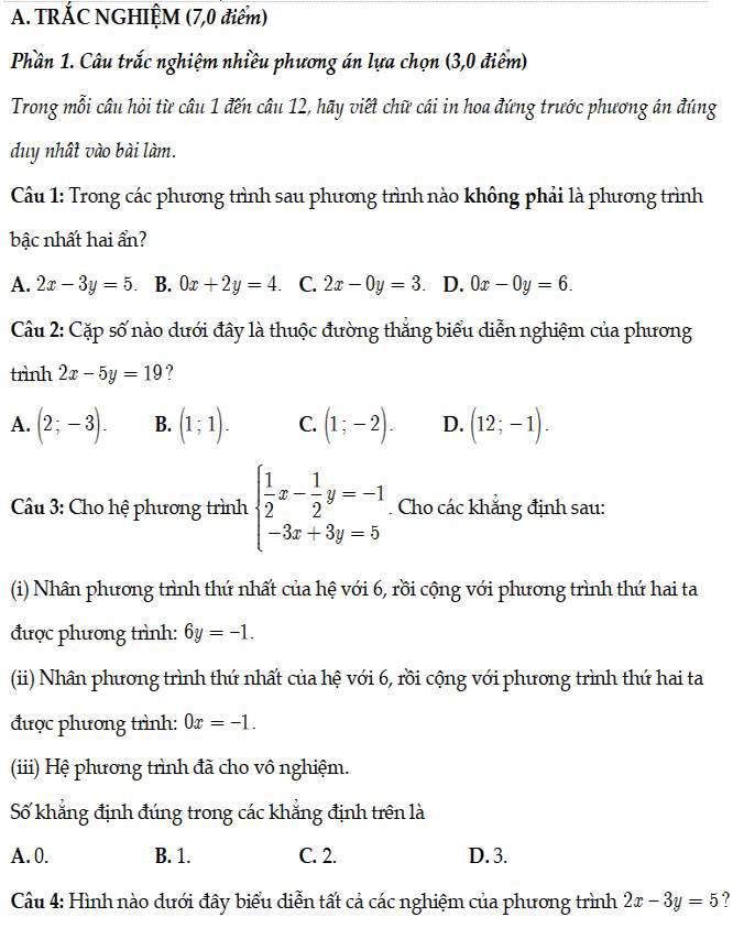 Đề thi giữa kì 1 Toán 9