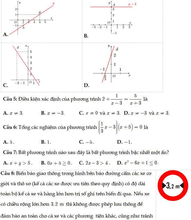 Đề thi giữa kì 1 Toán 9