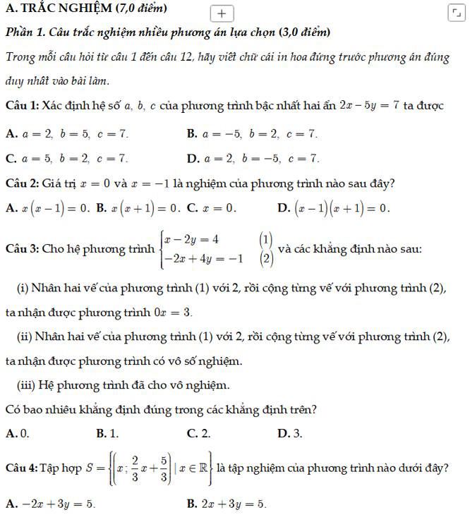 Đề kiểm tra giữa kì 1 Toán 9 Kết nối tri thức