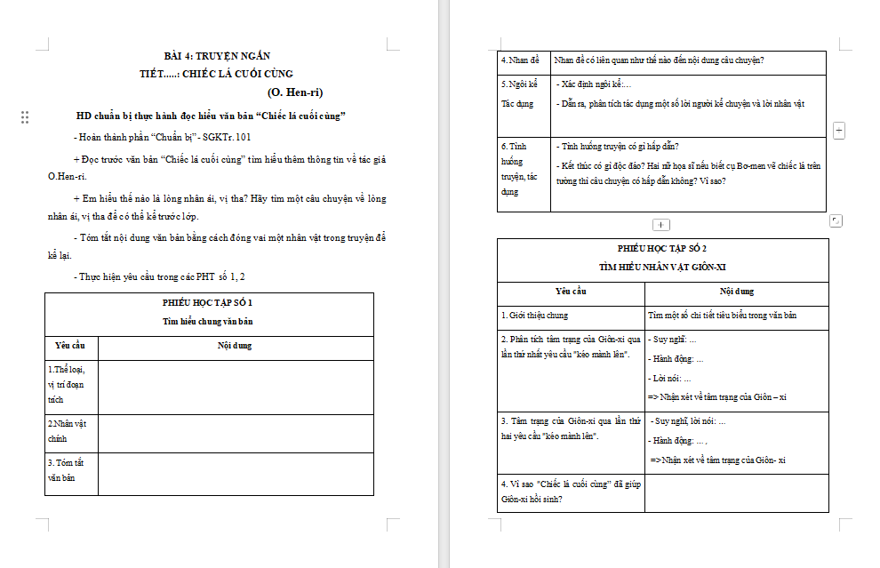 Giáo án PowerPoint Ngữ văn 9 Bài 4: Chiếc lá cuối cùng