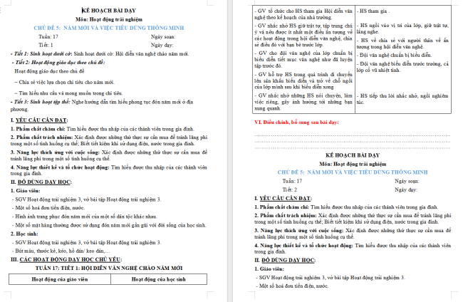 Giáo án Hoạt động trải nghiệm 3 Tuần 17