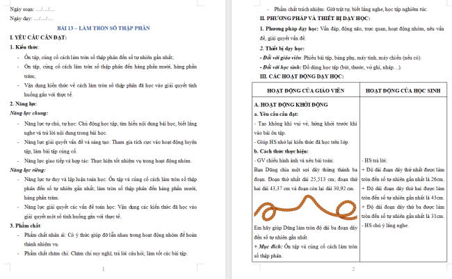 Giáo án dạy thêm Toán 5 Bài 13: Làm tròn số thập phân