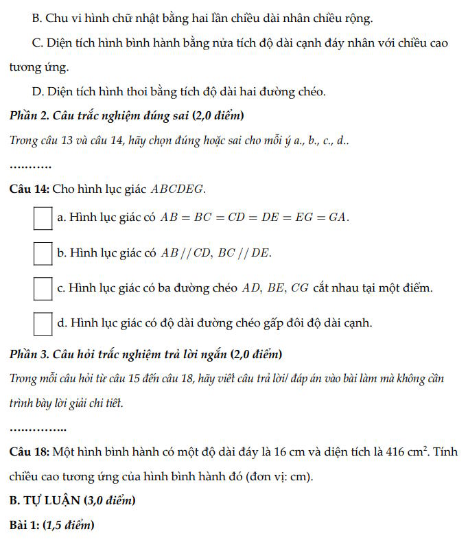 Đề thi giữa học kì I Toán 6 CTST cấu trúc mới số 4