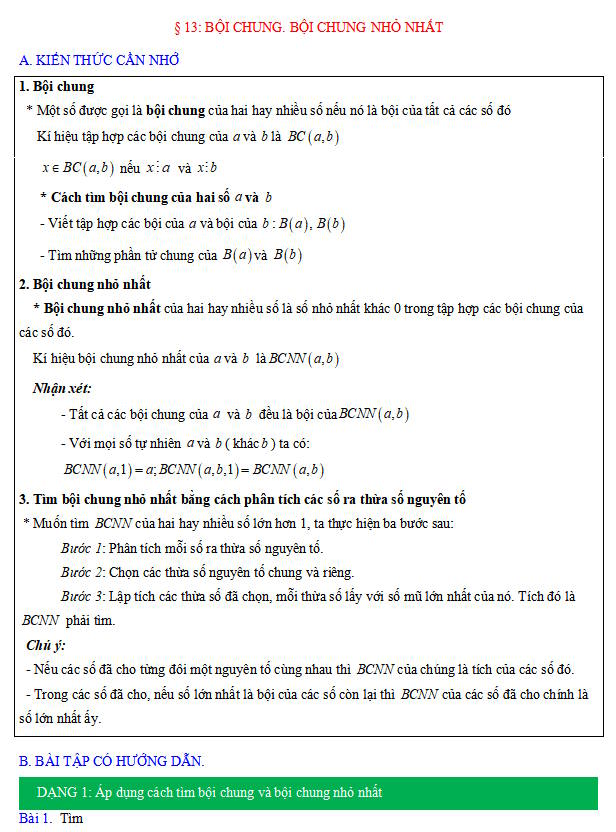 Bội chung, bội chung nhỏ nhất