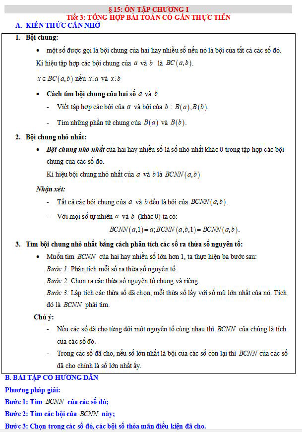Phiếu bài tập Toán 6 CTST bài 15: Ôn tập chương 1 (tiết 3)