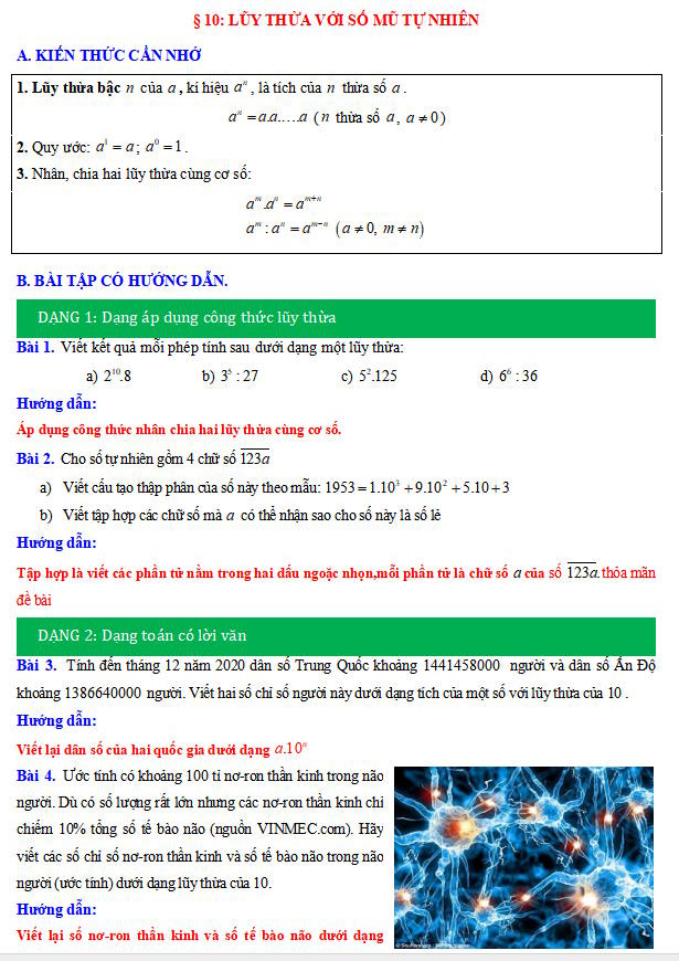 Lũy thừa với số mũ tự nhiên