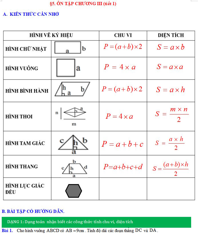 Ôn tập chương 3 (tiết 1)