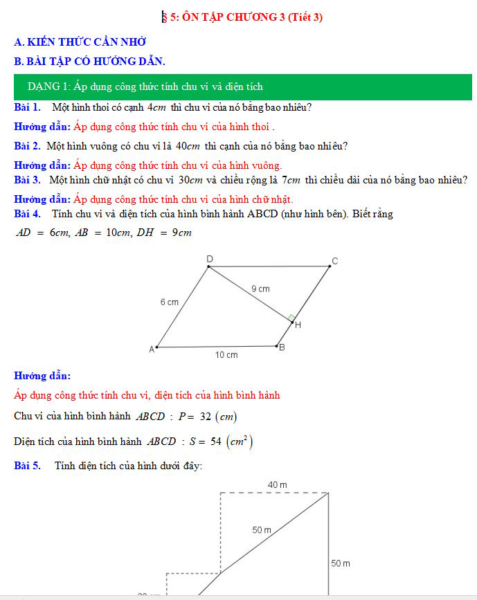 Ôn tập chương 3 (tiết 3)