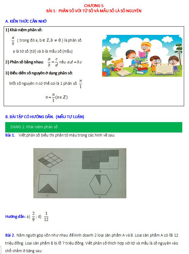 Phân số với tử số và mẫu số là số nguyên