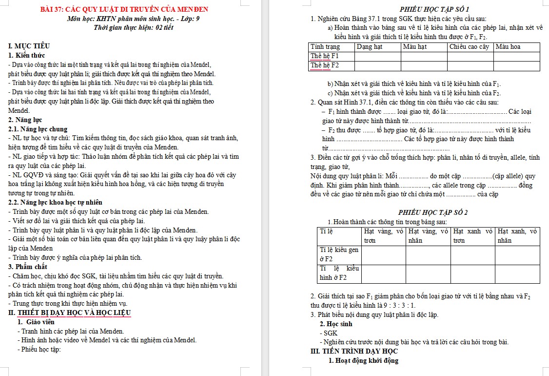 Giáo án Khoa học tự nhiên 9 KNTT Bài 37