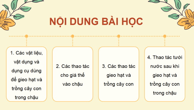 PowerPoint Công nghệ 4 Bài 5: Gieo hạt và trồng cây con trong chậu