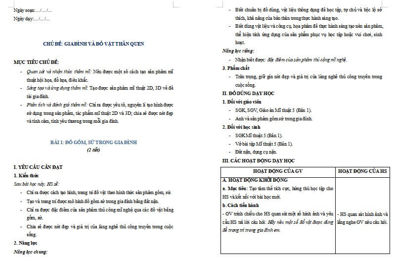 Chủ đề 3 Bài 1: Đồ gốm sứ trong gia đình