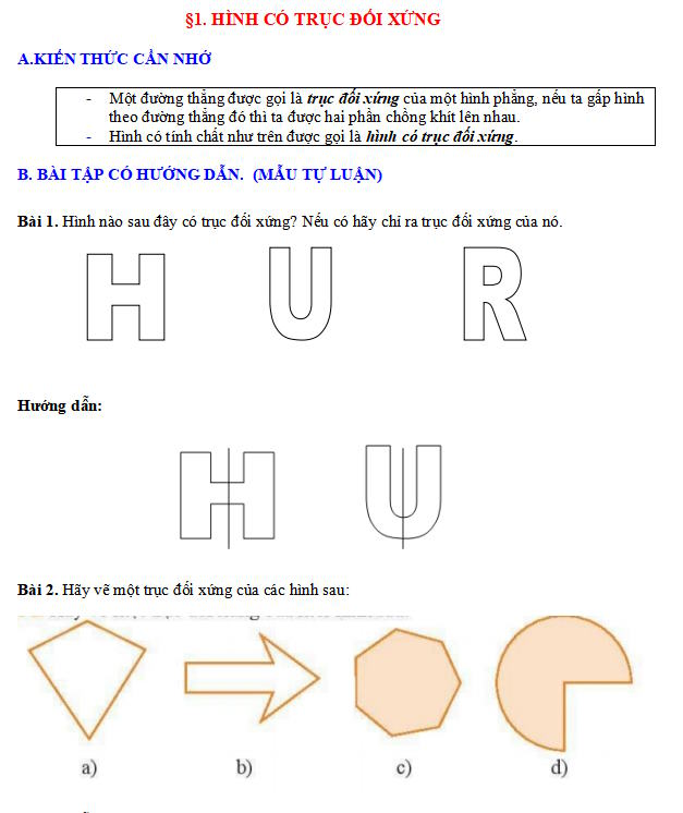 Hình có trục đối xứng