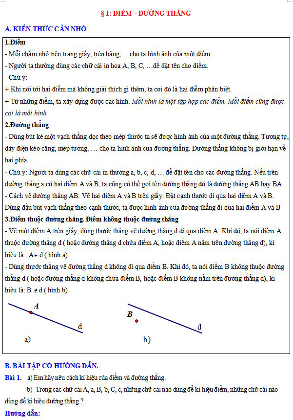 Điểm - đường thẳng