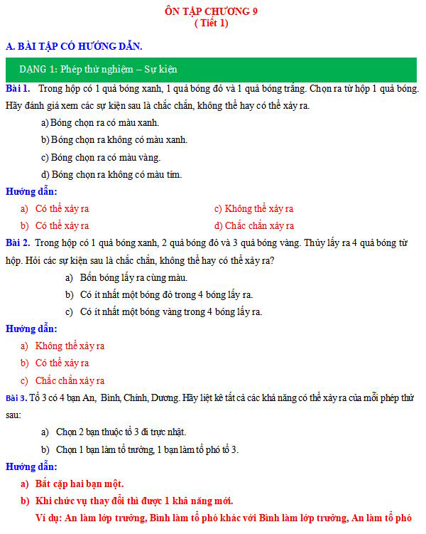 Ôn tập chương 9