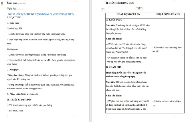 Giáo án Tự nhiên và xã hội 2 Bài 13