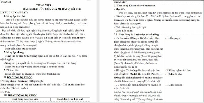 Giáo án Tiếng Việt 4 Điều ước của vua Mi-đát