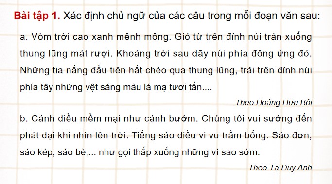 PowerPoint Tiếng Việt 4 Luyện tập về chủ ngữ