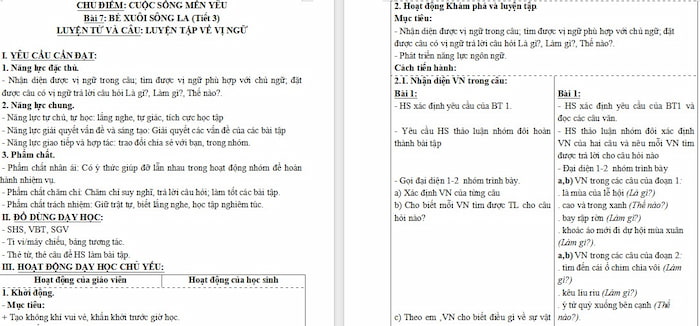 Giáo án Tiếng Việt 4 Luyện tập về vị ngữ