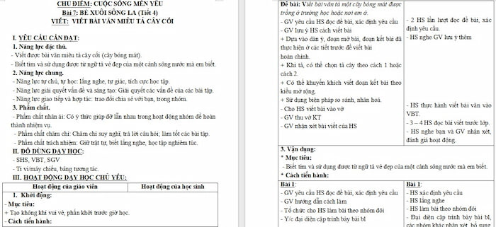 Giáo án Tiếng Việt 4 Viết bài văn miêu tả cây cối