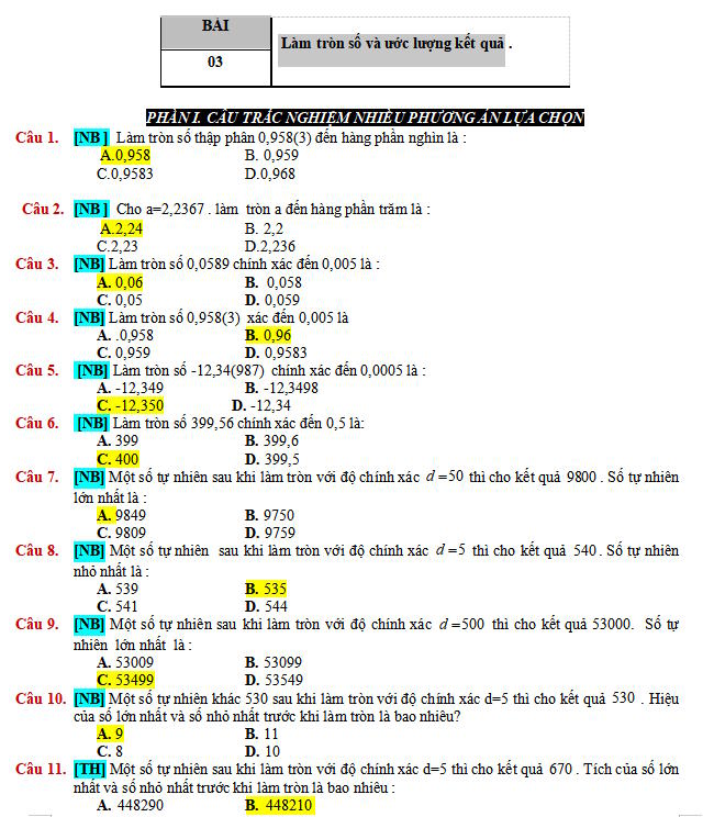 Làm tròn số và ước lượng kết quả