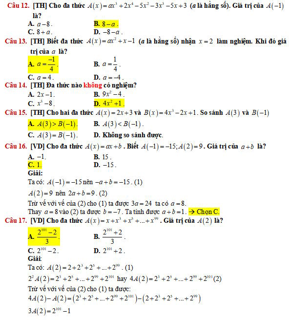 Đa thức một biến