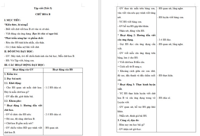 Giáo án Tiếng Việt 2 Bài 5: Chữ hoa B
